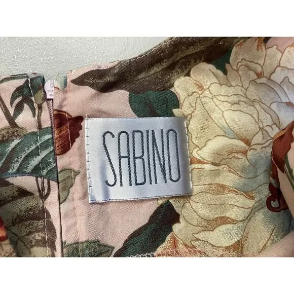 Vtg Sabino Dress Womens Medium Romantic Botanical Floral Cottagecore 80s Pockets - Picture 13 of 16
